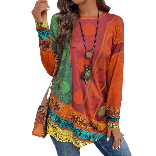 Damen Kunstvoll gestaltetes Langarmshirt Heidi-Mode