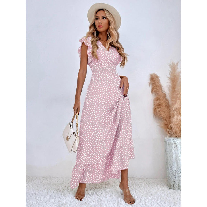 Damen Maxikleid mit Rüschendetails und verspieltem Muster Heidi-Mode