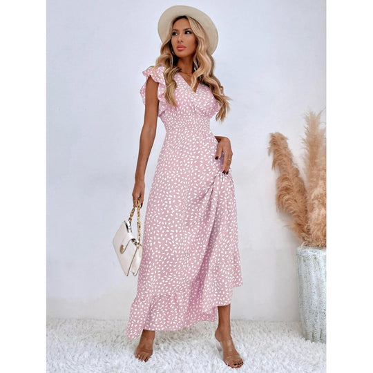 Damen Maxikleid mit Rüschendetails und verspieltem Muster Heidi-Mode