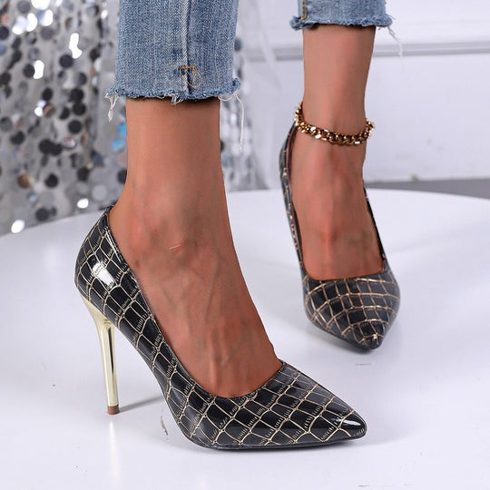 Damen High Heels mit elegantem Schlangenlederdesign Heidi-Mode