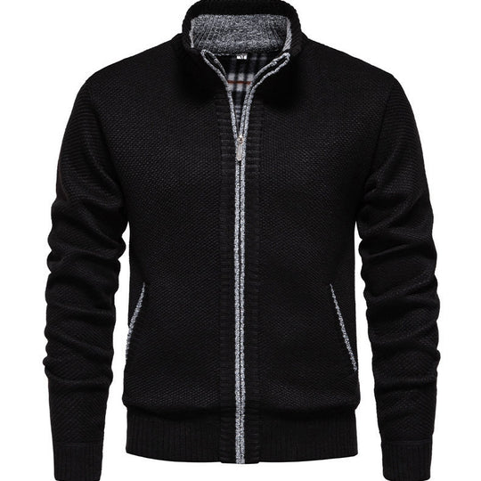 Herren sportliche Strickjacke mit Stehkragen Heidi-Mode