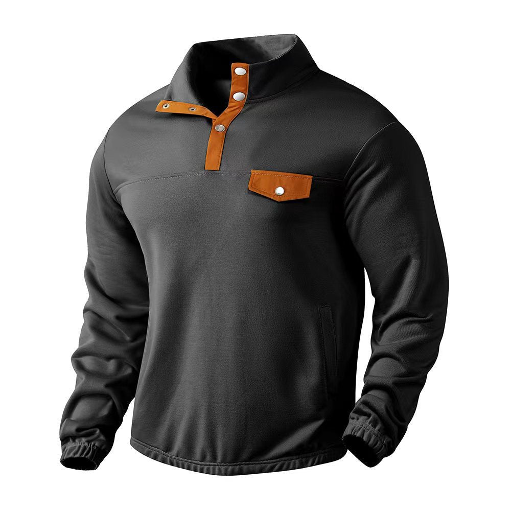 Herren Pullover mit praktischer Knopfleiste und Brusttasche Heidi-Mode