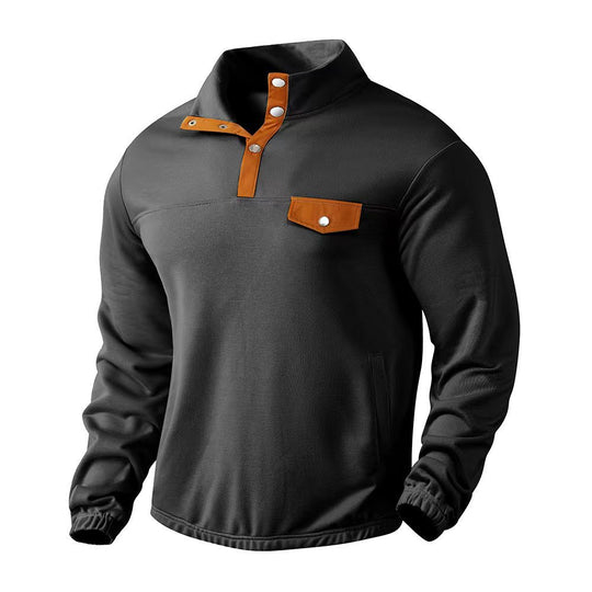 Herren Pullover mit praktischer Knopfleiste und Brusttasche Heidi-Mode