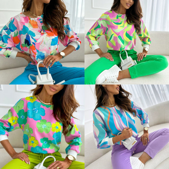 Damen Floral Print Freizeit Sweatshirt Heidi-Mode