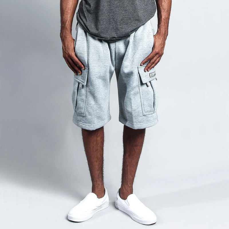 Herren Cargo-Shorts aus atmungsaktivem Sweatstoff mit verstellbarem Kordelzug und praktischen Taschen Heidi-Mode