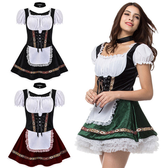 Damen Trachtenkleid mit romantischer Schnürung und dekorativen Rüschen Heidi