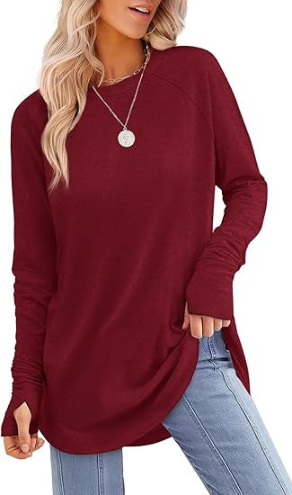 Damen lässiger Langarmshirt mit modernem Schnitt Heidi-Mode