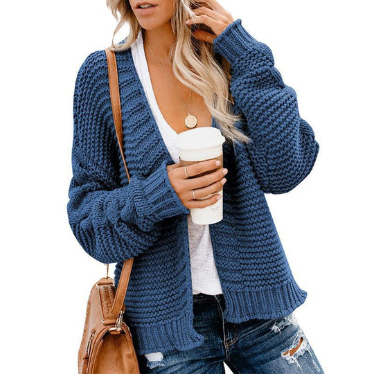 Damen Grobstrickjacke mit lässigem Schnitt und tiefen Taschen Heidi-Mode