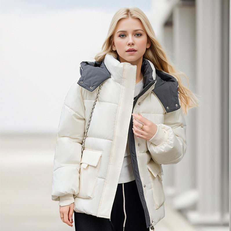 Damen gefütterte Pufferjacke mit großzügigen Taschen und abnehmbarer Kapuze Heidi-Mode