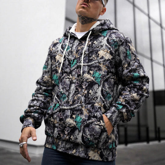 Herren Kapuzenpullover mit innovativem Camouflage-Druck Heidi-Mode