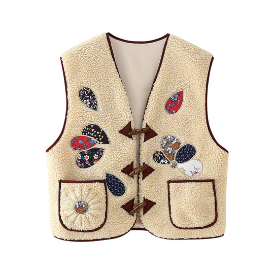 Damen Weste mit floralem Design und kuscheligem Fleece Heidi-Mode