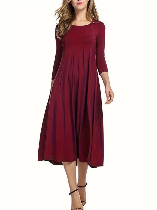 Damen Midi-Kleid mit schmeichelndem Schnitt und 3/4-Ärmeln Heidi-Mode