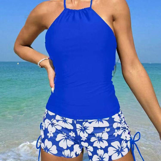 Damen Tankini mit verspieltem Blütenmuster und anpassbaren Trägern Heidi-Mode