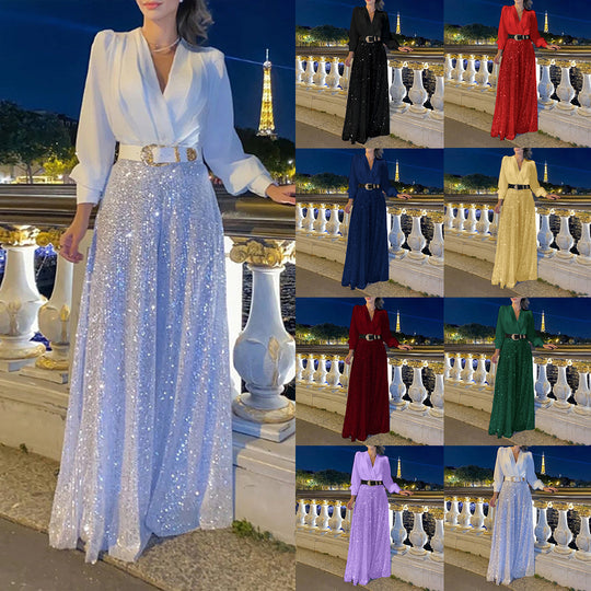 Damen Funkelndes Abendkleid mit elegantem Oberteil und glitzerndem Rock Heidi-Mode
