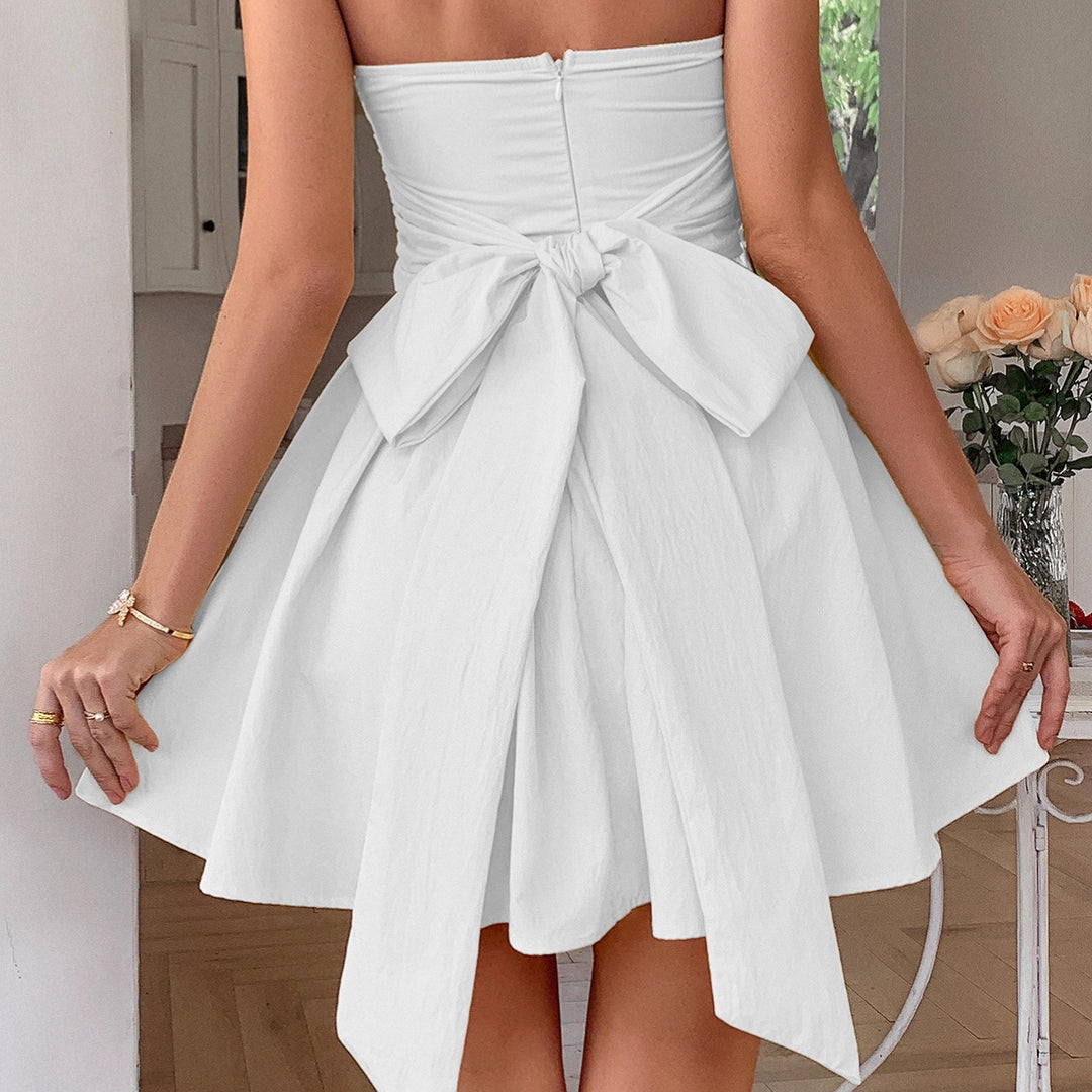 Damen Sommerliches Abschlusskleid mit schulterfreiem Design und fließendem Rock Heidi-Mode