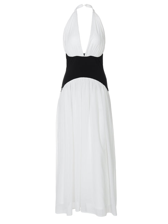 Damen Maxikleid mit tiefem V-Ausschnitt und elegantem Wickel-Design Heidi-Mode