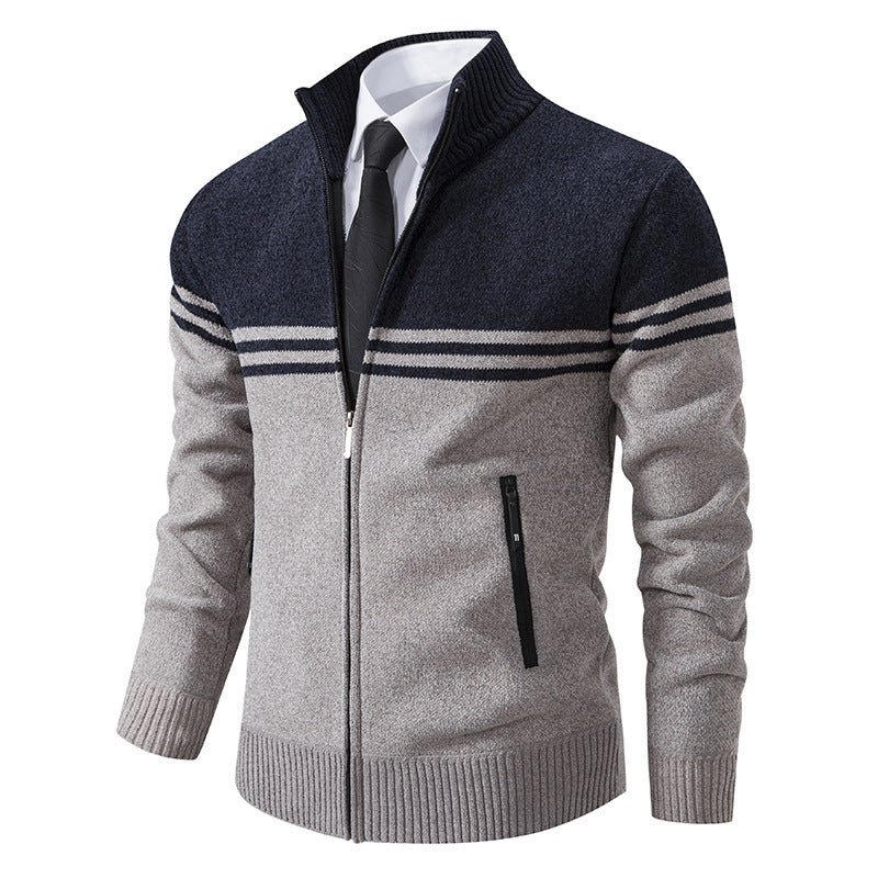 Herren stylische Freizeitjacke mit hohem Kragen und moderner Zipper-Detailierung Heidi-Mode