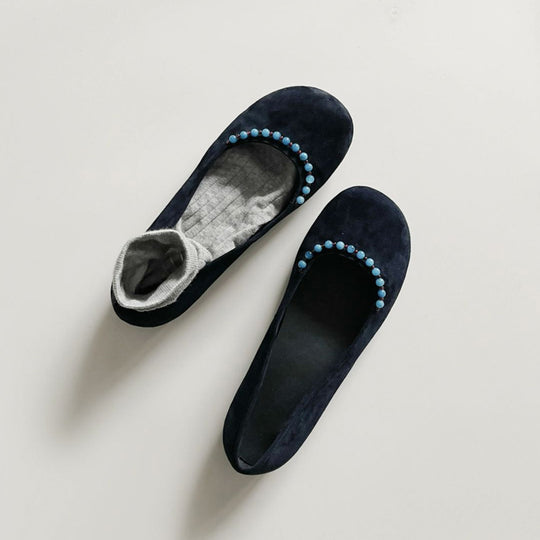 Damen Elegante Flache Ballerinaschuhe mit Dekorativem Verziertem Akzent Heidi-Mode