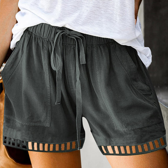 Damen lockere Freizeit-Shorts mit dekorativen Einsätzen Heidi-Mode