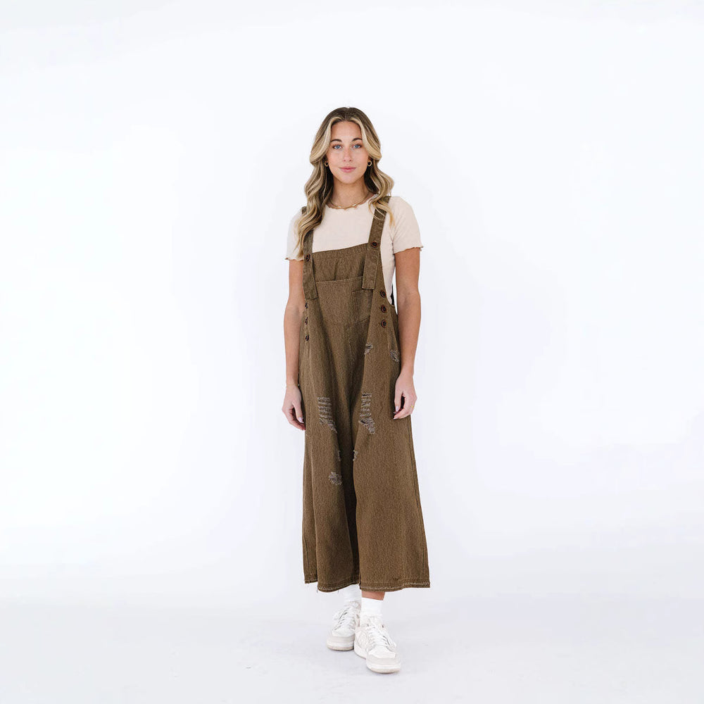 Damen Latzhose mit modischen Destroyed-Details und weitem Schnitt Heidi-Mode