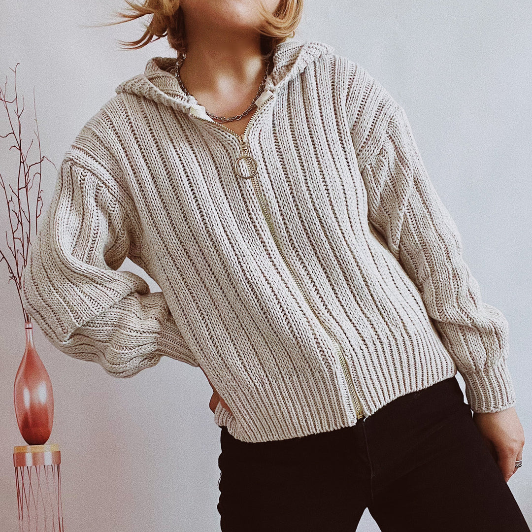 Damen Strickjacke mit auffälligem Reißverschluss und lässigem Schnitt Heidi-Mode