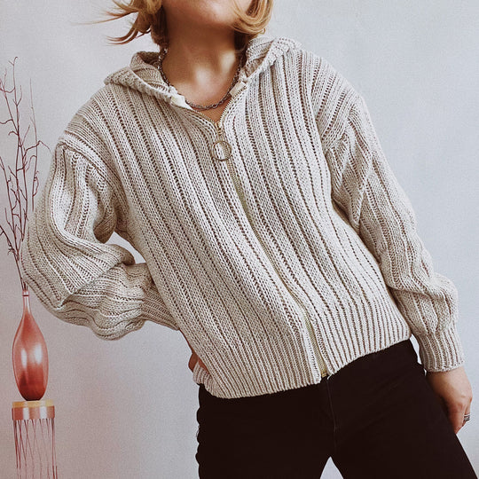 Damen Strickjacke mit auffälligem Reißverschluss und lässigem Schnitt Heidi-Mode