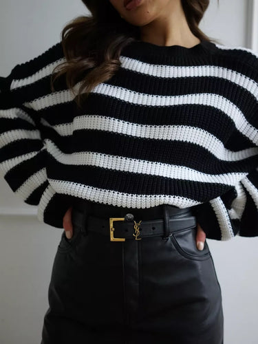 Damen lässiger Strickpullover mit weichem Material und oversized Schnitt Heidi-Mode