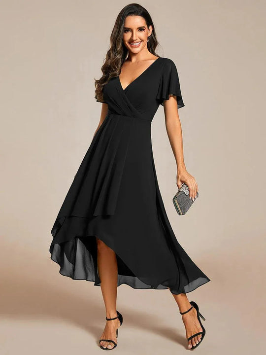Damen Elegantes Wickelkleid mit asymmetrischem Saum Heidi-Mode