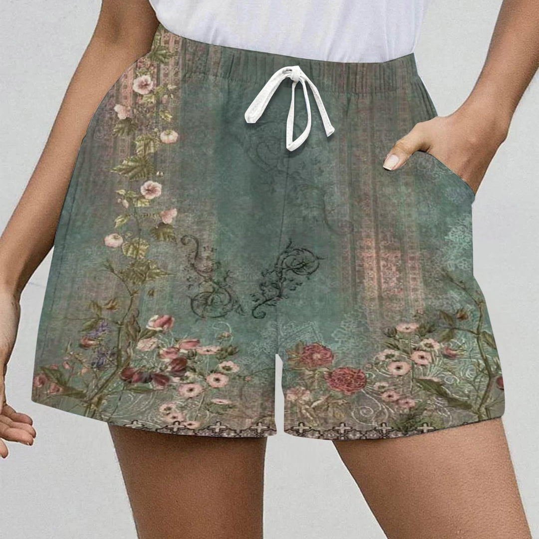 Damen Shorts mit floralem Muster und seitlichen Taschen Heidi-Mode