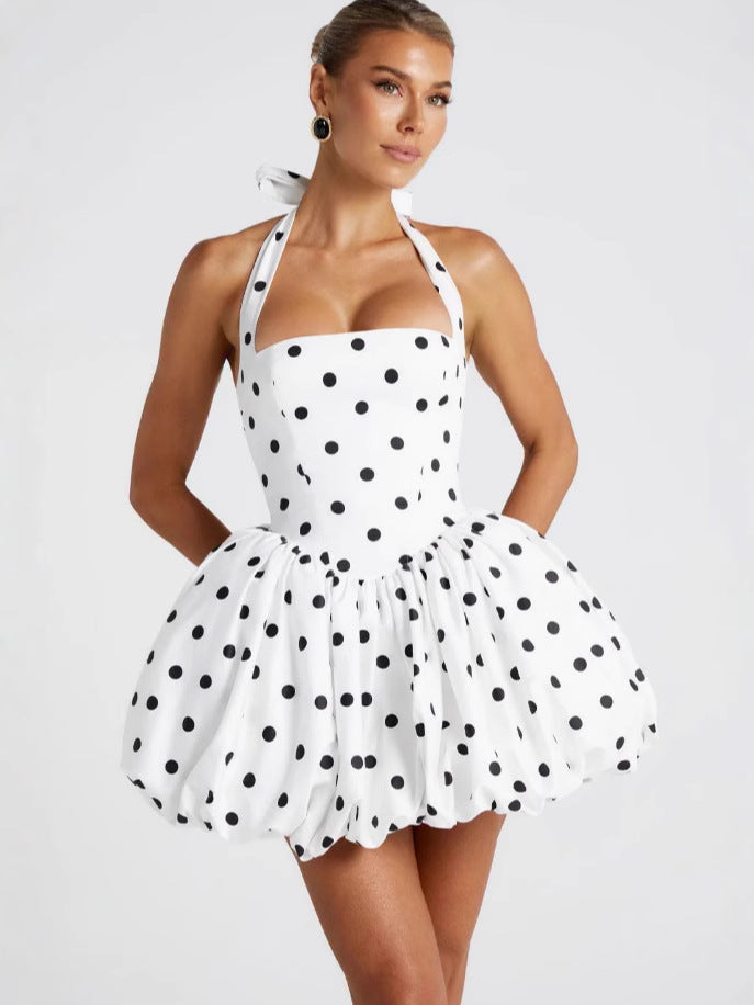 Damen Schickes Ballkleid mit Polka-Dots und tailliertem Schnitt Heidi-Mode