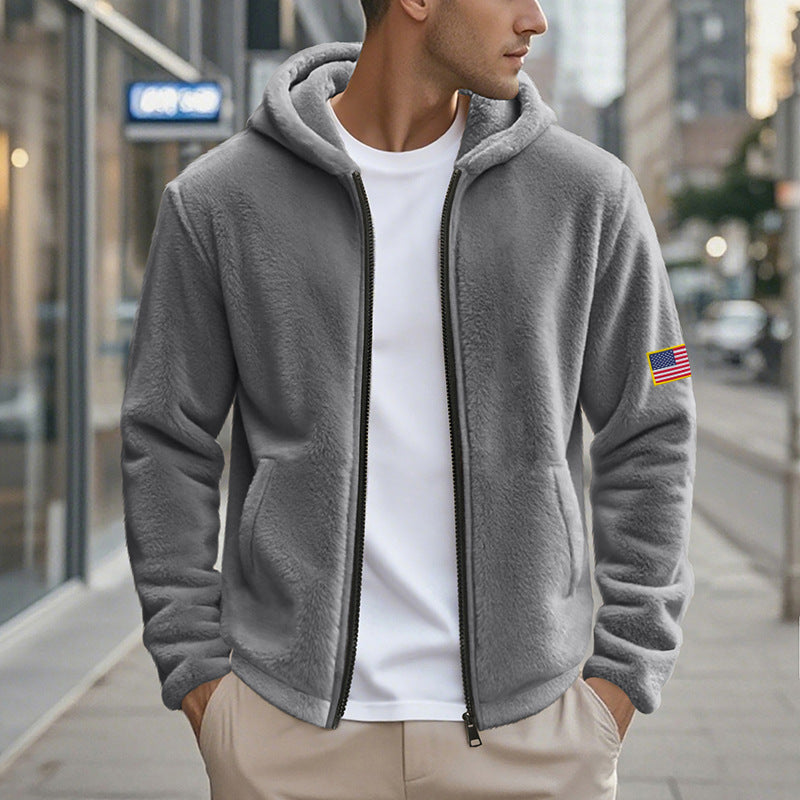 Herren Fleecejacke mit hohem Kragen und praktischen Seitentaschen Heidi-Mode