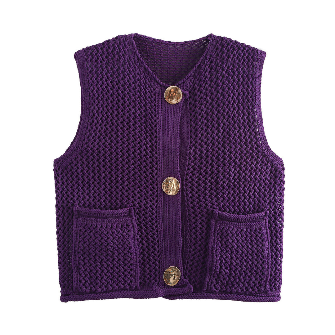 Damen Strickweste mit Knopfdetails und praktischen Taschen Heidi-Mode