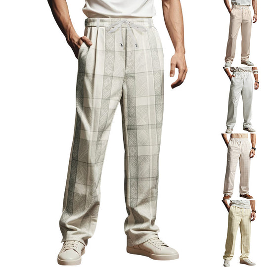 Herren Karierte Freizeit-Hose mit elastischem Bund und praktischen Taschen Heidi-Mode