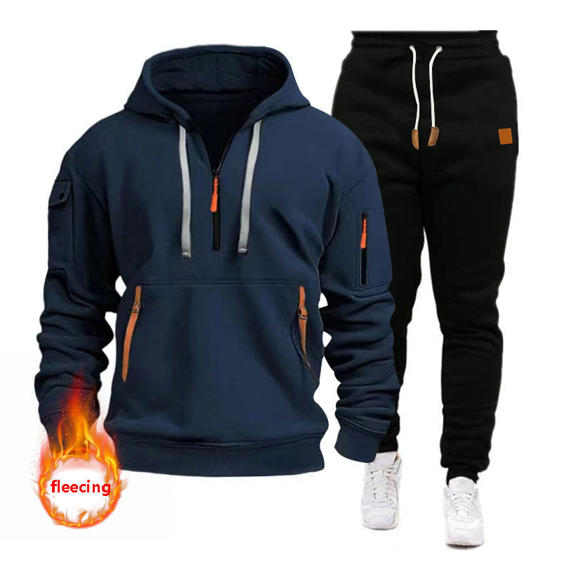 Herren Sportliches Hoodie-Set mit funktionalen Taschen und atmungsaktiven Eigenschaften Heidi-Mode