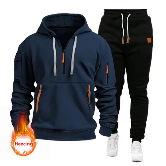 Herren Sportliches Hoodie-Set mit funktionalen Taschen und atmungsaktiven Eigenschaften Heidi-Mode