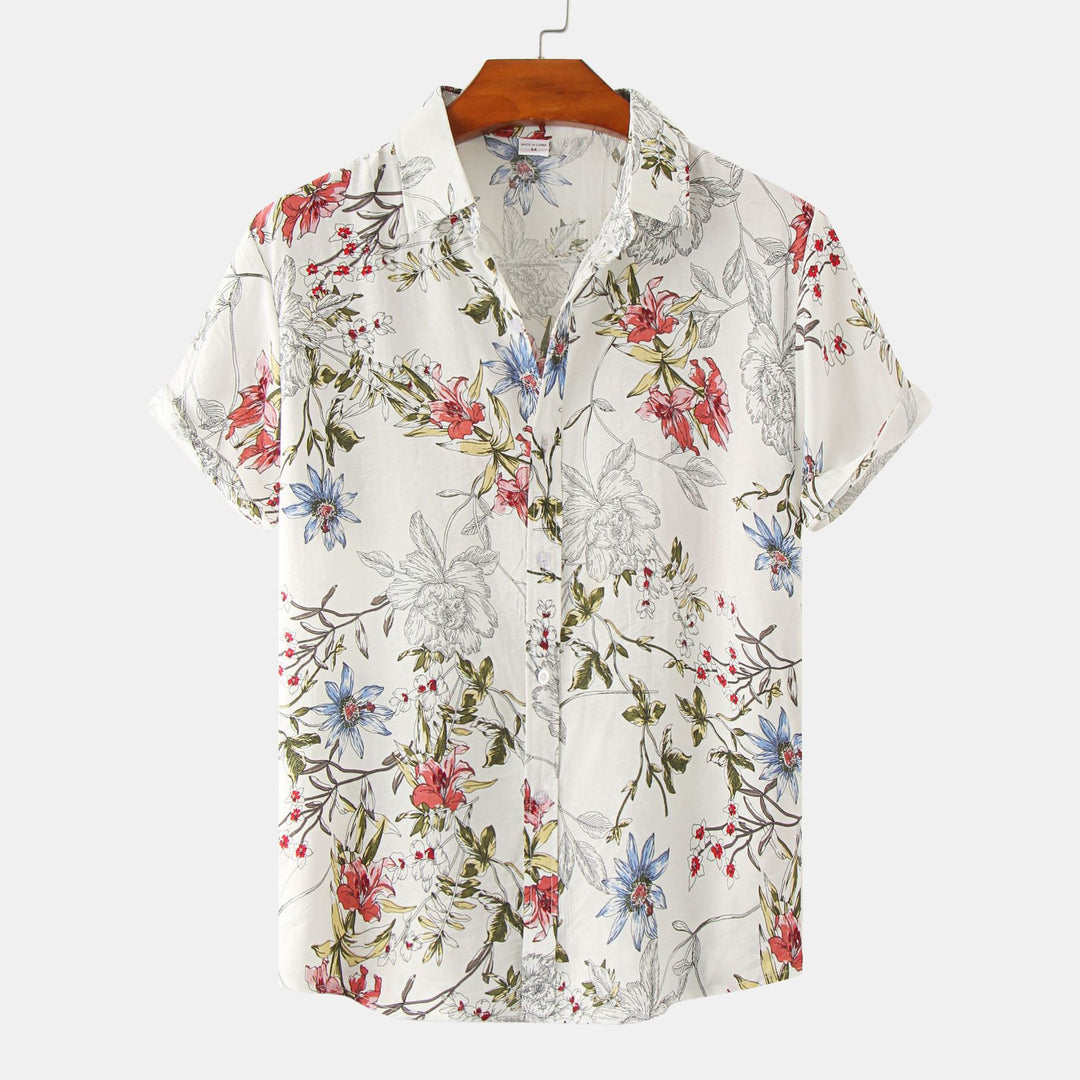 Heidi Mode | Floral kurzärmeliges Blumenhemd Männer