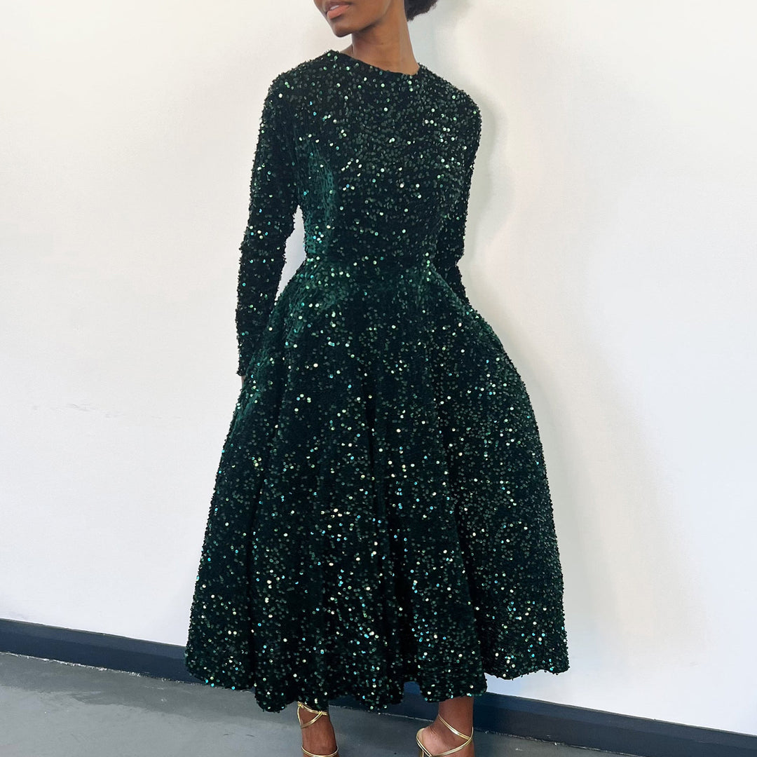 Damen Abendkleid mit glitzernden Pailletten und eleganter A-Linie Heidi-Mode