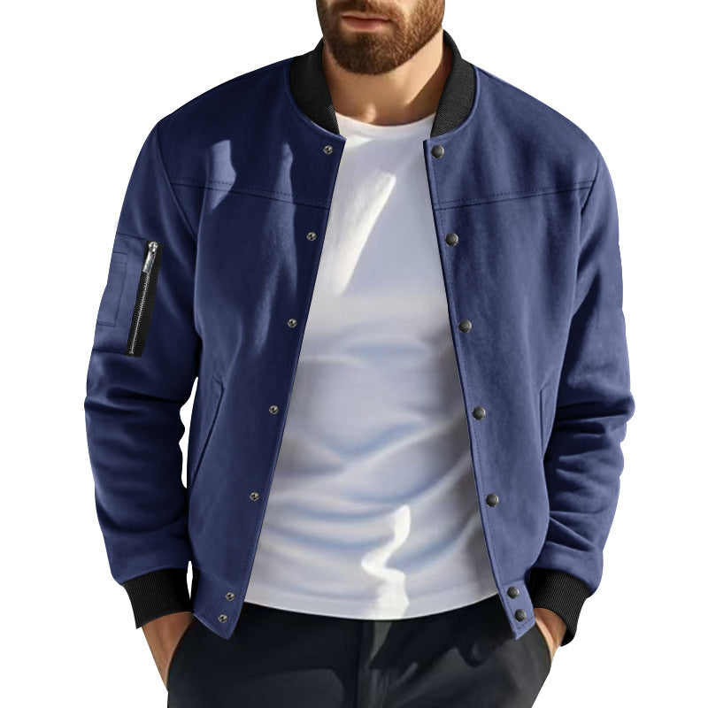 Herren modische Collegejacke mit praktischen Reißverschlusstaschen und elastischen Bündchen Heidi-Mode