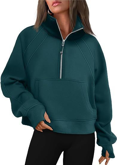 Damen Sportlicher Pullover mit hohem Kragen und Reißverschluss Heidi-Mode