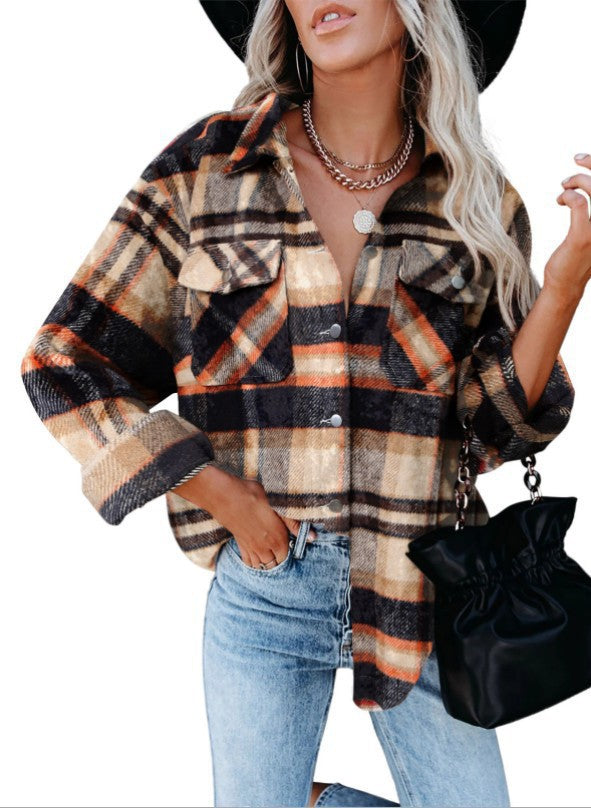 Damen Karobluse mit aufgesetzten Taschen und modernem Schnitt Heidi-Mode