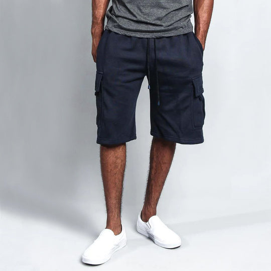 Herren Cargo-Shorts aus atmungsaktivem Sweatstoff mit verstellbarem Kordelzug und praktischen Taschen Heidi-Mode