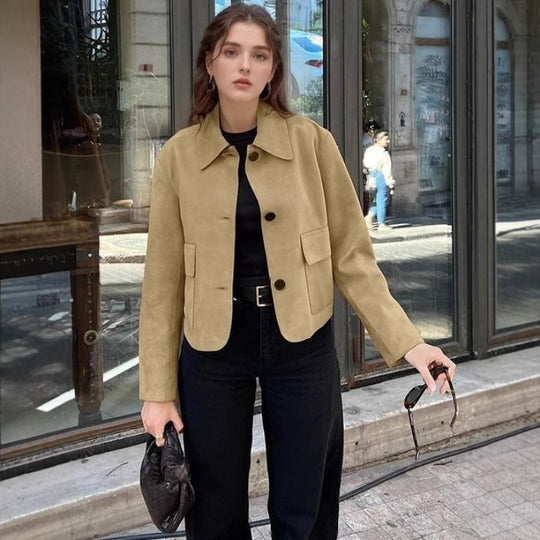 Damen Elegante Wildlederjacke mit praktischen Taschen und modernem Schnitt Heidi-Mode