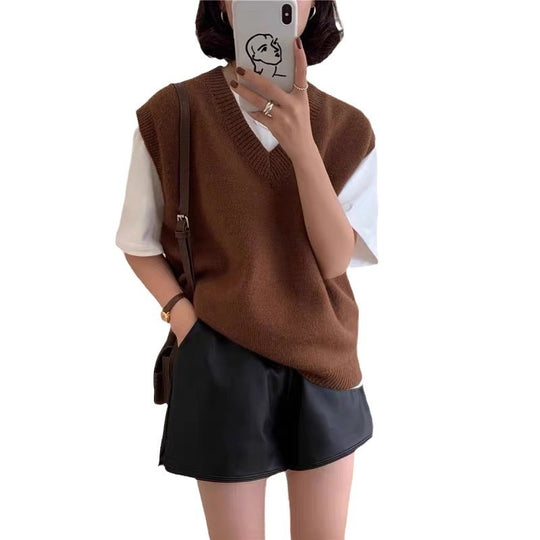 Damen Elegante Strickweste im Relaxed Fit mit V-Ausschnitt und feinen Details Heidi-Mode