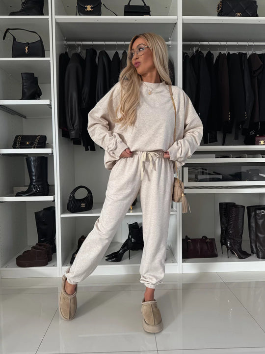 Damen lässiges Freizeit-Loungewear-Set mit elastischem Bund und oversize Schnitt Heidi-Mode