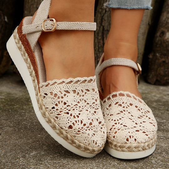 Damen Espadrilles mit elegantem Häkel-Design und komfortabler Sohle Heidi-Mode