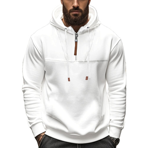 Herren Kapuzensweater mit halbem Reißverschluss und modernem Schnitt Heidi-Mode