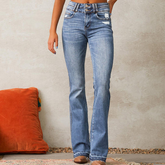 Damen Hochgeschnittene Flared Jeans Heidi-Mode