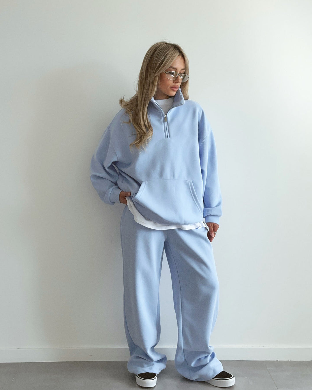 Damen gemütliches Fleece-Loungewear-Set mit hochgezogenem Kragen und lockerer Passform Heidi-Mode