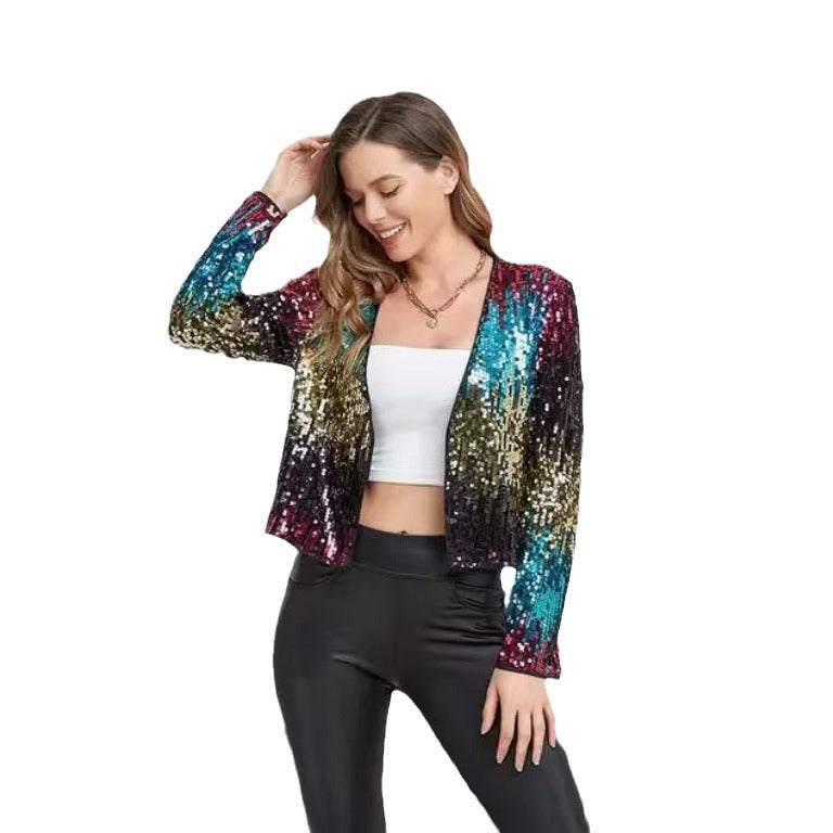 Damen Glitzernde Paillettenjacke mit modischem Schnitt Heidi-Mode
