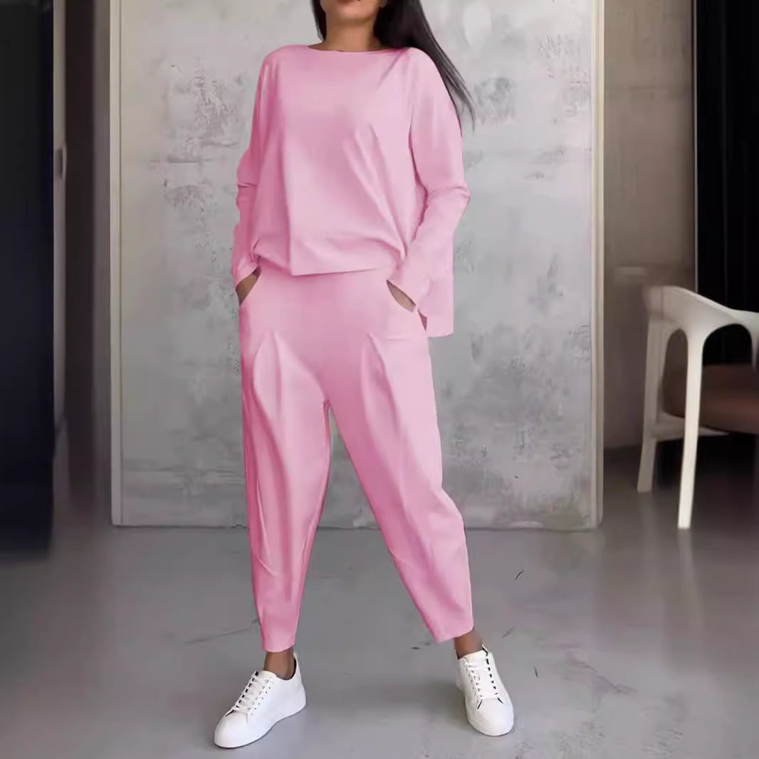 Damen Lässiger Zweiteiler mit weitem Oberteil und lockerer Hose Heidi-Mode